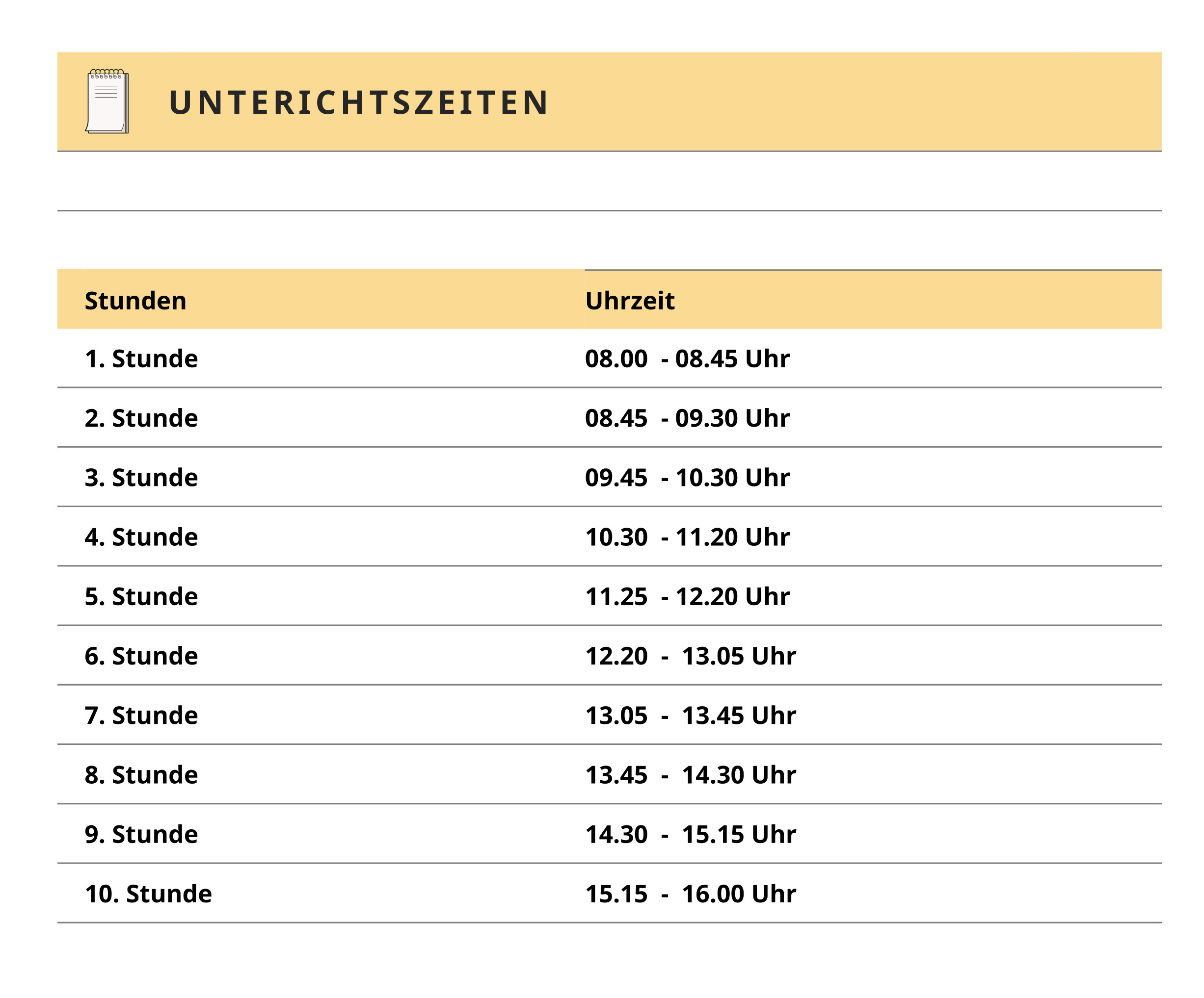 unterichtszeiten